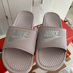 lavender nike slides